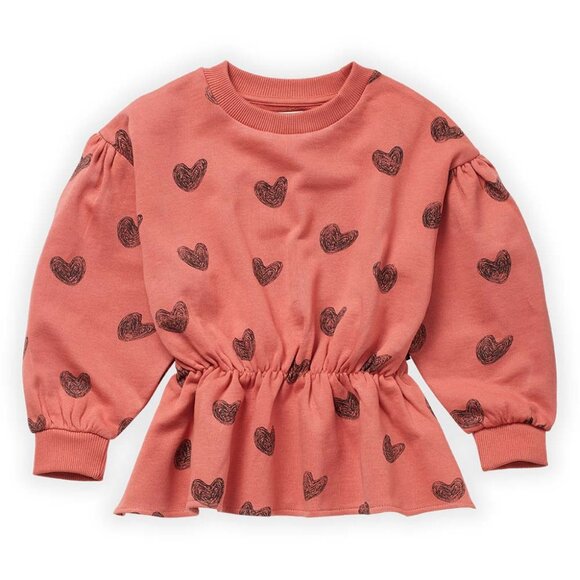 Peplum Heart Print Sweatshirt - Faded Rose - Picture 2 of 2